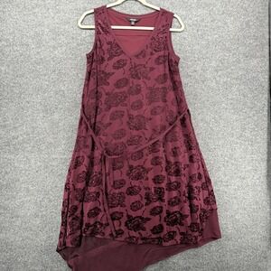 Simply Vera Wang Dress XS Maroon Burnout Velvet Floral Fairy Grunge Whimsigoth